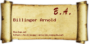 Billinger Arnold névjegykártya